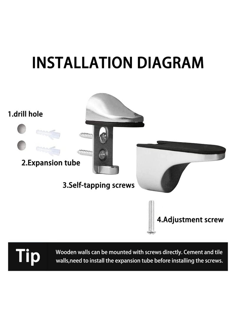 Excefore - Glass Shelf Bracket, Duckbill Clip Shelf Bracket, Adjustable Glass Shelf Bracket, 4 Pcs Adjustable Wood/Glass Shelf Bracket, for 2-23mm Thickness Shelf Glass Shelf - Image 1
