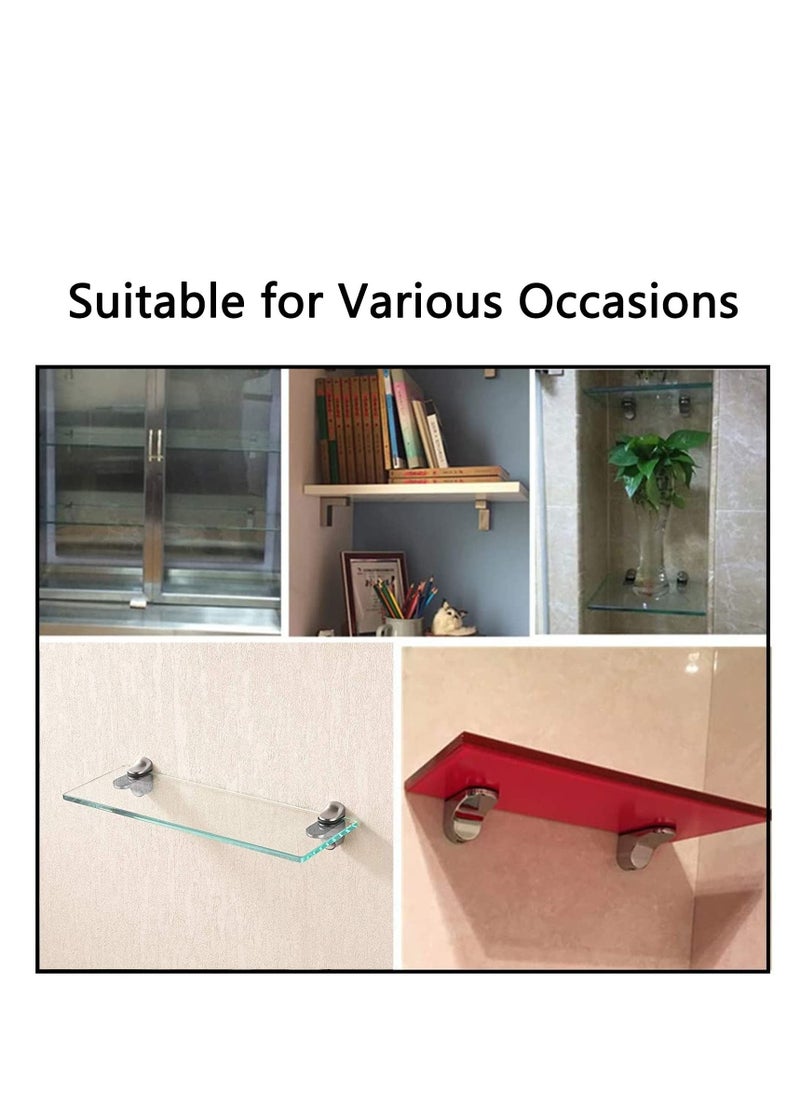 Excefore - Glass Shelf Bracket, Duckbill Clip Shelf Bracket, Adjustable Glass Shelf Bracket, 4 Pcs Adjustable Wood/Glass Shelf Bracket, for 2-23mm Thickness Shelf Glass Shelf - Image 1