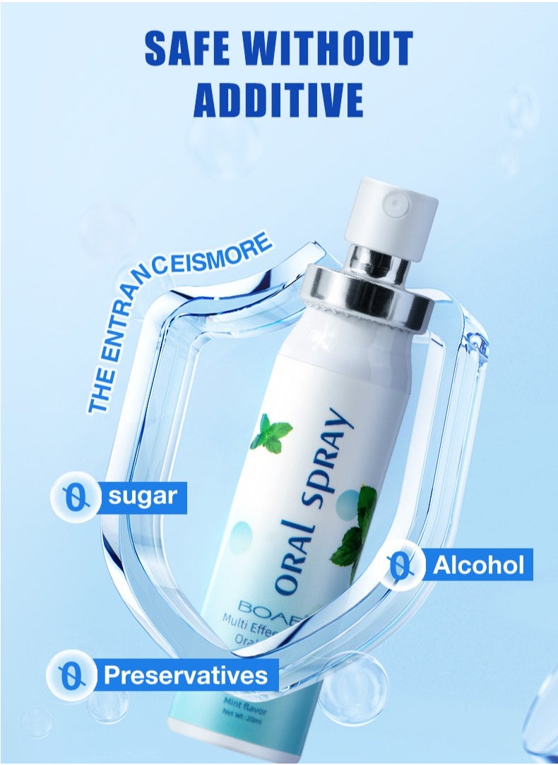 Mint - Multi Effect Fresh Oral Spray 20ml, Bad Breath Treatment for Adults, White Peach Flavor Mouth Freshener, Effective Mouth Spray, Breath Freshener Spray, Oral Care Spray, Mouth Healthy Care - Image 1