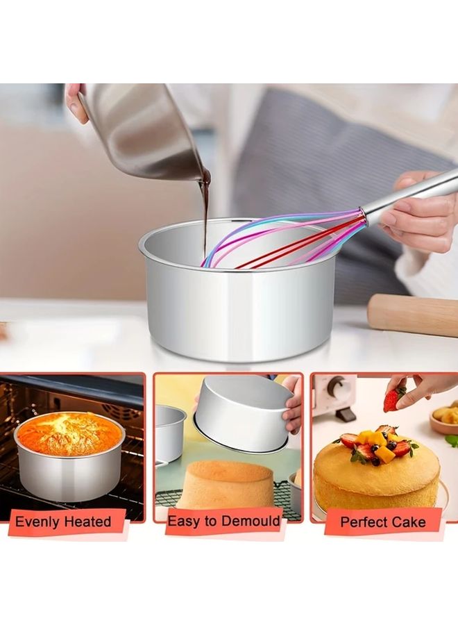 2 Pack 4 Inch Round Aluminum Alloy Cake Baking Pans for Birthday Wedding - Image 5