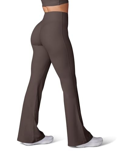 HEGALY Women's Flare Yoga Pants - Crossover Flare Leggings Buttery Soft High Waisted Workout Casual Bootcut Pants Java Brown - Image 1