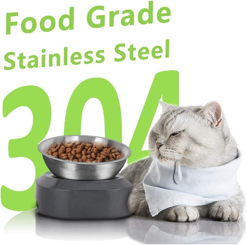 AYADA Raised Cat Food Bowl, Stainless Steel Cat Dish for Food Water Anti Vomiting Elevated with Stand Ergonomic Lifted Slanted Tilted 15 Angle Metal Single Kitty Kitten Wet Food Bowl Pet Bowl (Single) - Image 4