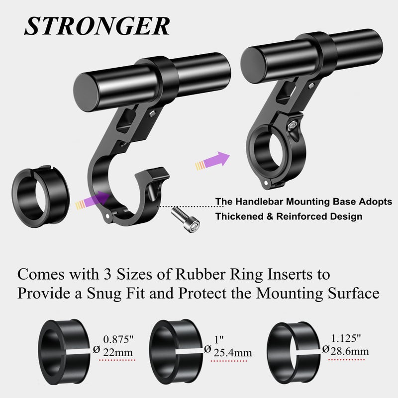 BRCOVAN Aluminum Alloy Handlebar Extender Extensions with 4'' Long Cross Bar, Fit Handlebars 0.875'' / 1'' / 1.125'' / 1.26'' in Diameter, for Bike Bicycle Motorcycle Scooter ATV - Image 4