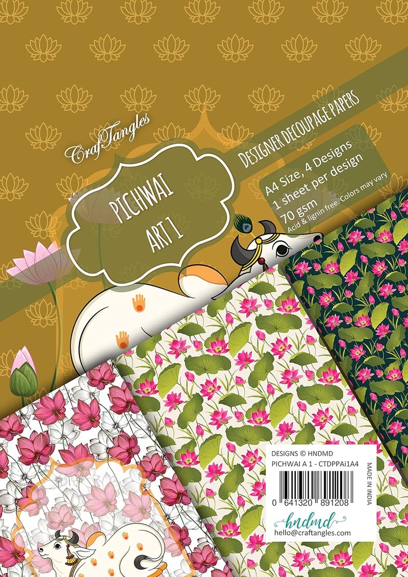 CrafTangles Decoupage Paper Pack - Pichwai Art 1 (A4) - 4 Sheets - Image 3