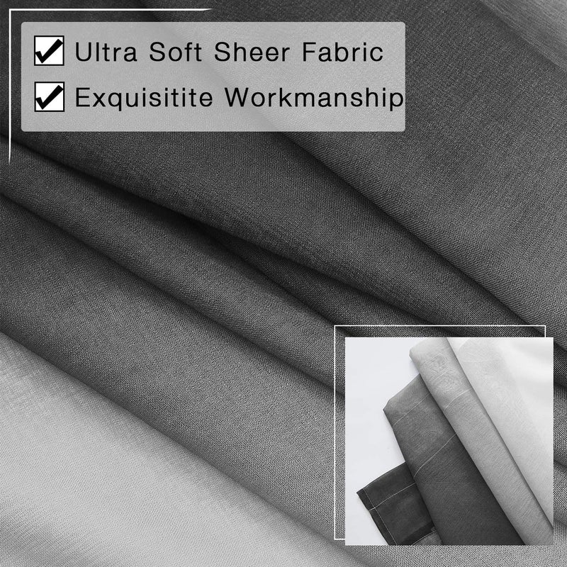 July Joy سوداء OMBRE FAUX الكتان الستائر الشفافة لغرفة النوم قضيب غرفة المعيشة جيب 2 لهجة عكس فويل سيماي ستائر النافذة الخصوصية ومجموعة ترشيح الضوء من 2 لوحات 54 × 63 بوصة الطول - Image 5