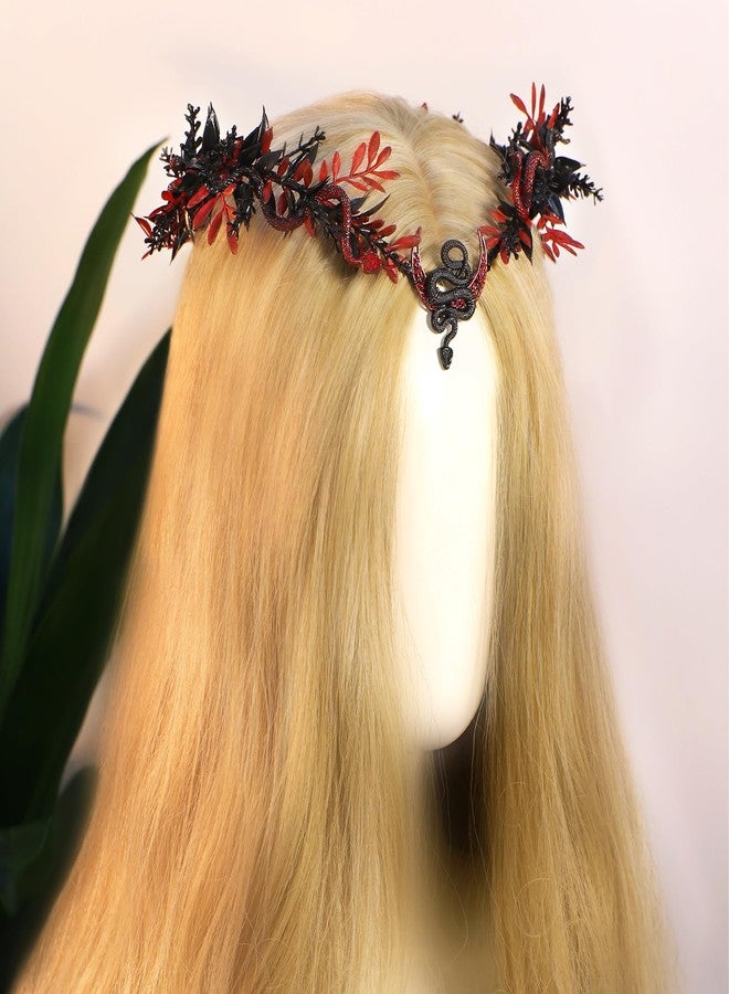 MOSTORY Gothic Snake Flower Crown - Medusa Headpiece Dark Elf Crown Floral Circlet Celtic Flower Headband for Witch Cosplay Goth Wedding Renaissance Ren Faire Accessory Halloween - Image 3