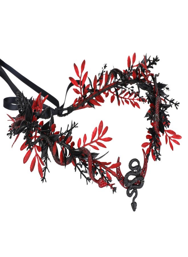 MOSTORY Gothic Snake Flower Crown - Medusa Headpiece Dark Elf Crown Floral Circlet Celtic Flower Headband for Witch Cosplay Goth Wedding Renaissance Ren Faire Accessory Halloween - Image 1