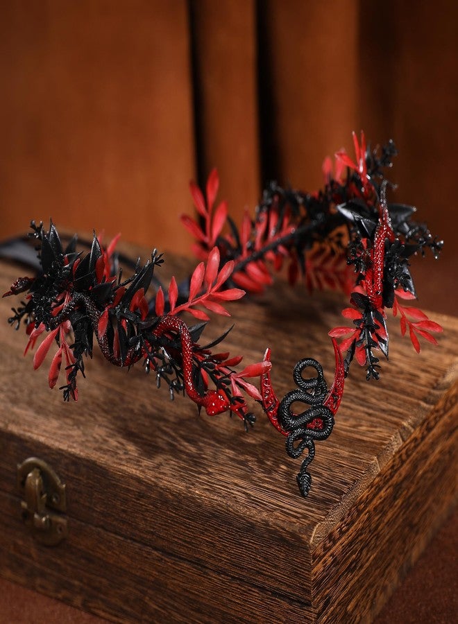 MOSTORY Gothic Snake Flower Crown - Medusa Headpiece Dark Elf Crown Floral Circlet Celtic Flower Headband for Witch Cosplay Goth Wedding Renaissance Ren Faire Accessory Halloween - Image 4