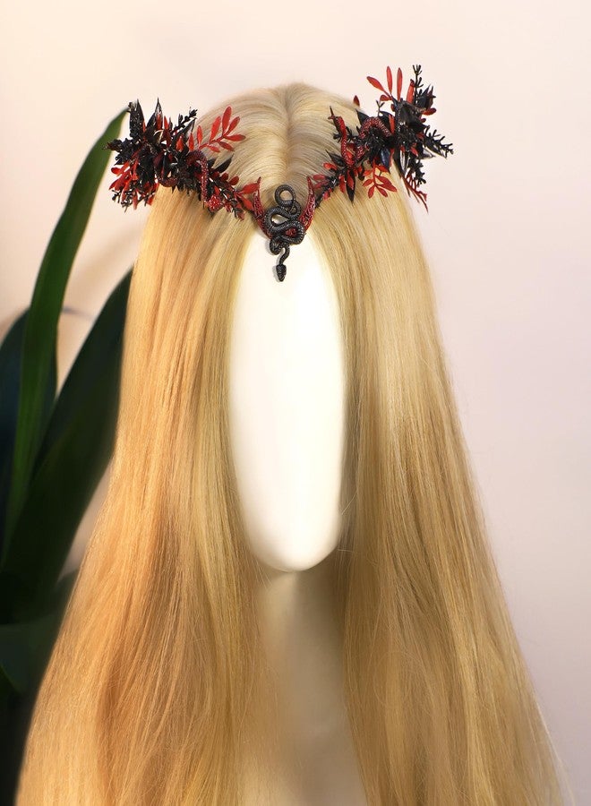 MOSTORY Gothic Snake Flower Crown - Medusa Headpiece Dark Elf Crown Floral Circlet Celtic Flower Headband for Witch Cosplay Goth Wedding Renaissance Ren Faire Accessory Halloween - Image 2
