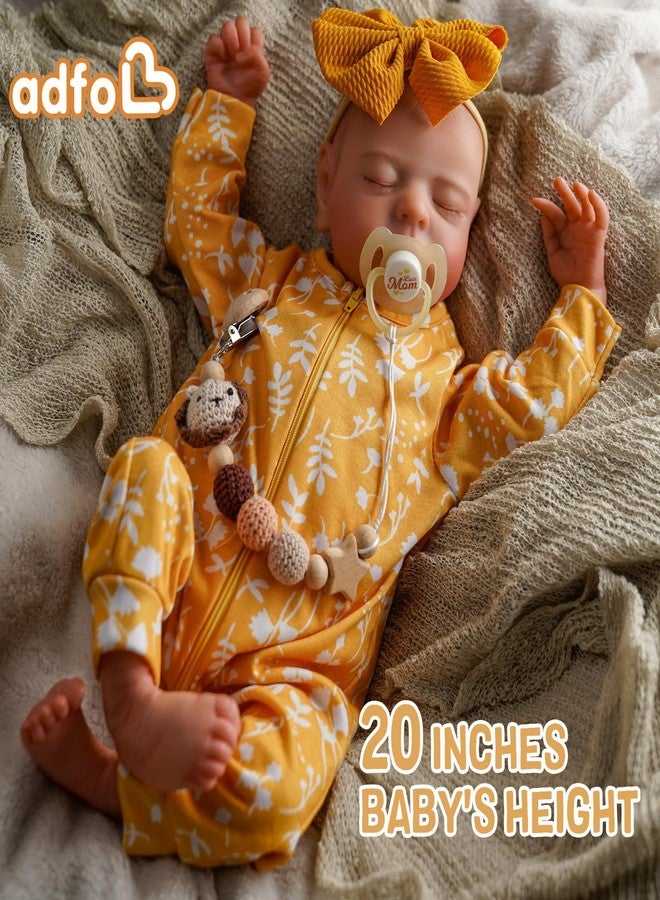 ADFO Lifelike Reborn Baby Dolls, 20 inch Realistic Newborn Real Life Baby Girl Dolls Soft Full Body Vinyl Girl Baby Dolls with Clothes and Toy Gift for Kids Age 3+ - Image 3