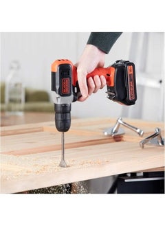 BLACK+DECKER Cordless Drill Driver 18V 1.5Ah Li Ion Compact Lightweight 11 Position Clutch 0 600 Rpm Bit Clip Led Light For Wood Drilling And Screwdriving Orange Black Bcd001C1 Gb  - Image 2