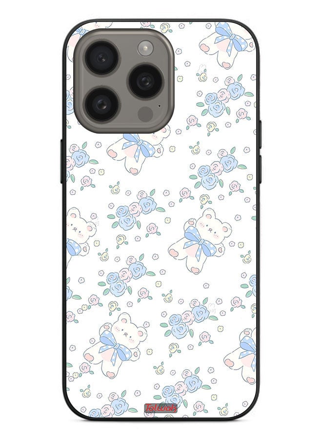 Tolwak Apple iPhone 15 Pro Protective Case Cover Cute Teddy Bear And Flowers Icon - Image 2