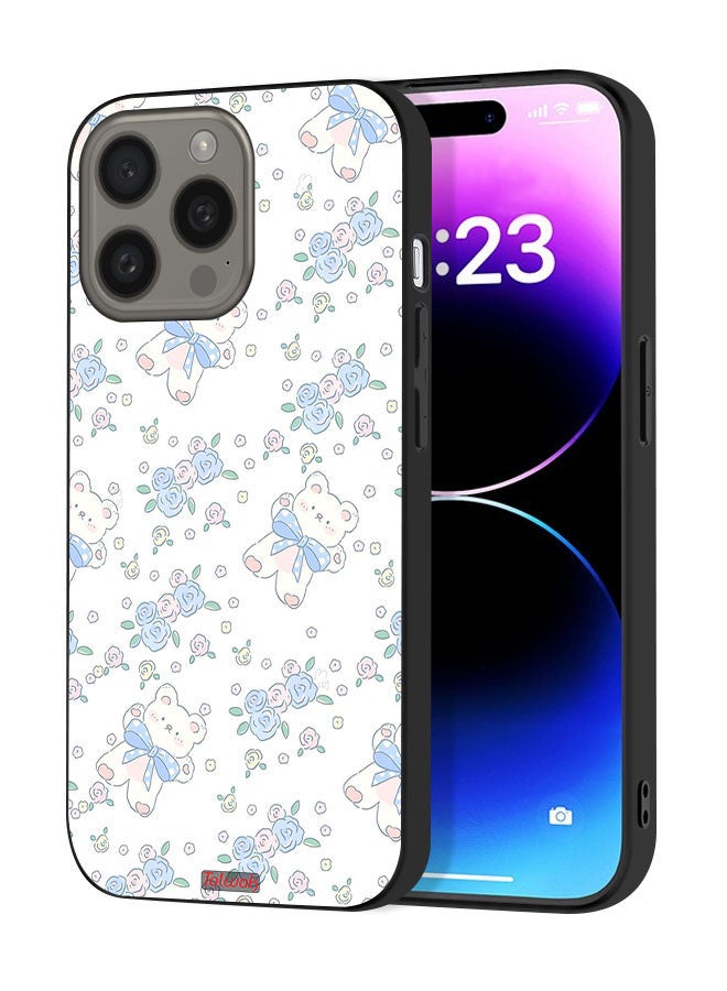 Tolwak Apple iPhone 15 Pro Protective Case Cover Cute Teddy Bear And Flowers Icon - Image 1