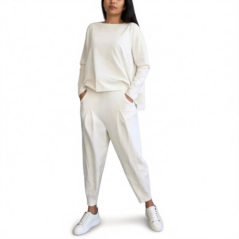 Women's Long Sleeve Hoodie and Harem Pants Set Irregular Design - Image 1