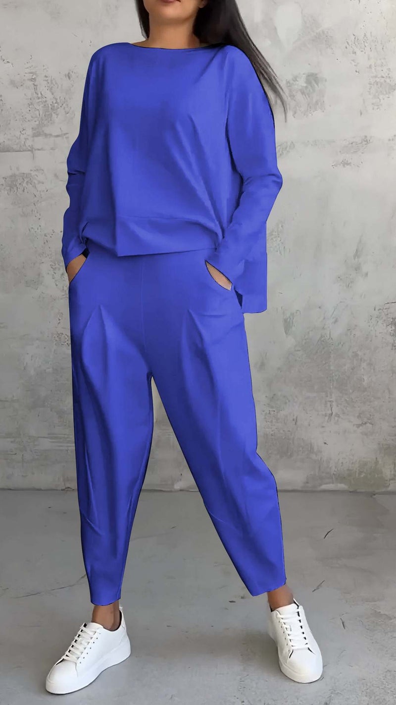 Women's Long Sleeve Hoodie and Harem Pants Set Irregular Design - Image 3