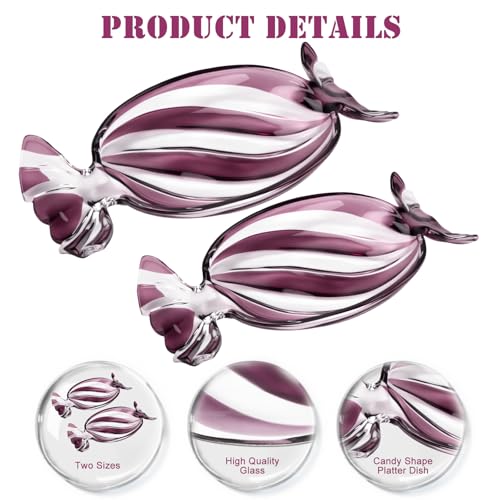 SHOWLOUE Christmas Platter Dish, Glass Candy Platter Serving Dessert Plates Christmas Dinnerware Tray Decorative Plates for Xmas Holiday Party Favor, Dark Purple, Small - Image 3
