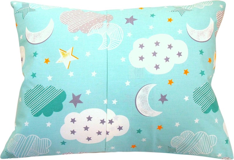 Comfy Turtles Toddler Pillow Case 13 x 18 - Star Pillow Case Cover Travel Size, Cotton Toddler Pillowcase Star, Moon Child Pillow Case, Green Moon Star Pillow Cover - Image 2