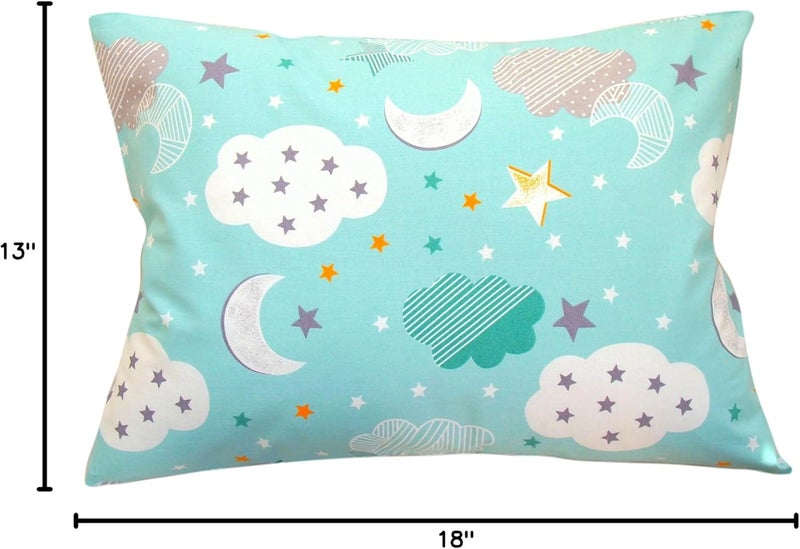Comfy Turtles Toddler Pillow Case 13 x 18 - Star Pillow Case Cover Travel Size, Cotton Toddler Pillowcase Star, Moon Child Pillow Case, Green Moon Star Pillow Cover - Image 3