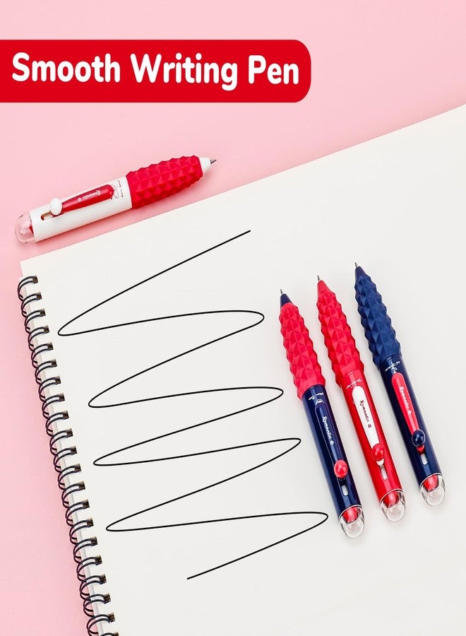 Temiary 4 Pcs Mini Retractable Gel Pens, 0.5 mm Black Ink Fine Point Pocket Size Gel Ink Pen, Aesthetic Smooth Writing Pens for Notebook Office School Supplies (Red) - Image 3