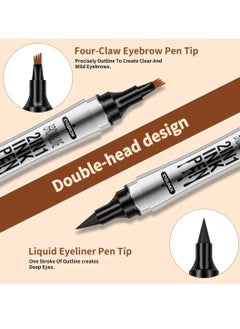 Brow and Line 2in1 Ink Pen for Eyebrow and Eyeliner Pen Waterproof Eyeliner Pencil 3D Microblading Eyebrow Tattoo Pencil 4 Fork Tip with Eyeliner Eyebrow and Black Eyeliner Pencil Dark Brown  02 - pzsku/Z0DFD54FBDC8B4ACAFDA9Z/45/_/1722501334/572258bd-4f47-4d57-8d6c-4c5a0c355c7c