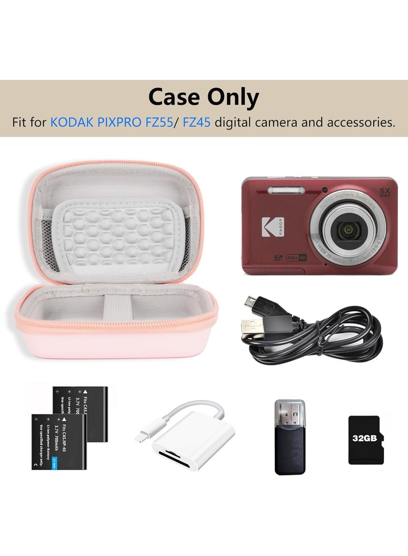Lecran Digital Camera Case for Kodak Pixpro FZ55/F45, Compatible with CAMKORY & Canon IXUS 285 HS, Compact Protective Carrying Case with Mesh Pocket and Wrist Strap – Pink - Image 2