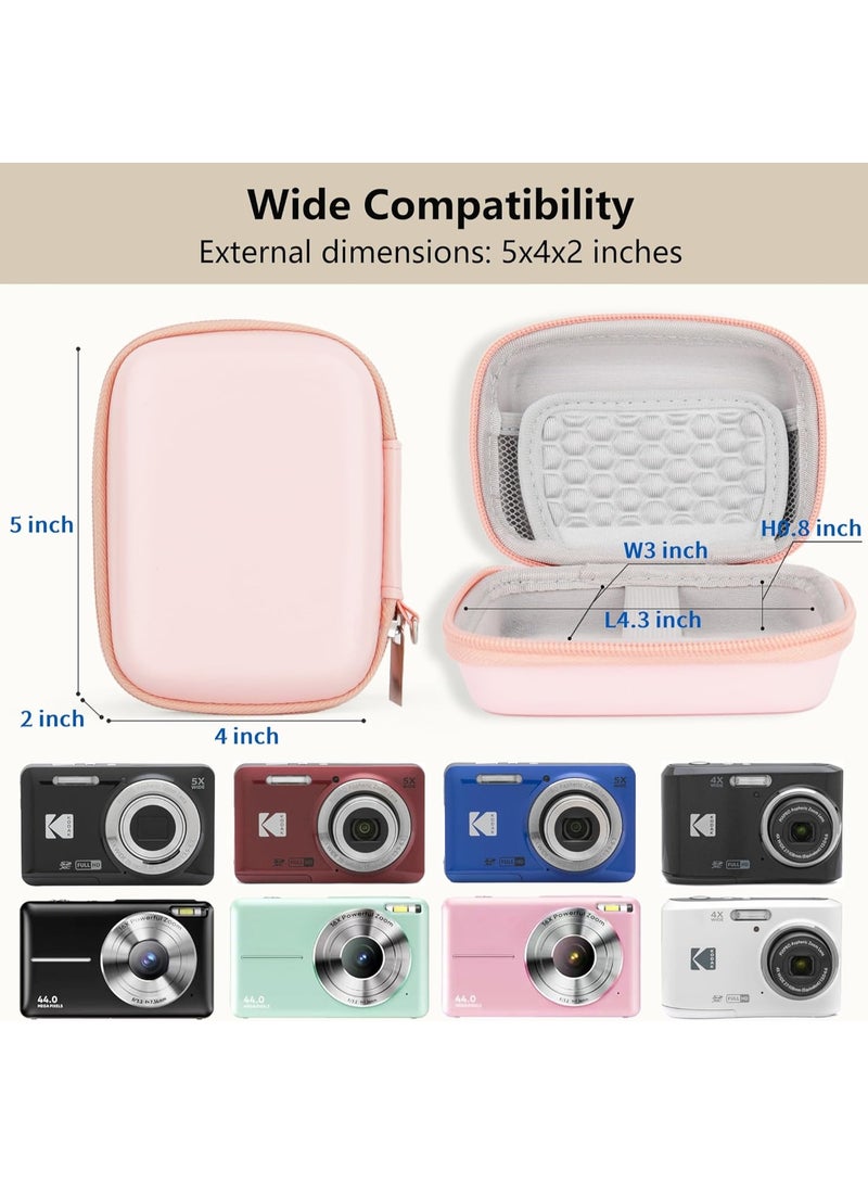 Lecran Digital Camera Case for Kodak Pixpro FZ55/F45, Compatible with CAMKORY & Canon IXUS 285 HS, Compact Protective Carrying Case with Mesh Pocket and Wrist Strap – Pink - Image 3