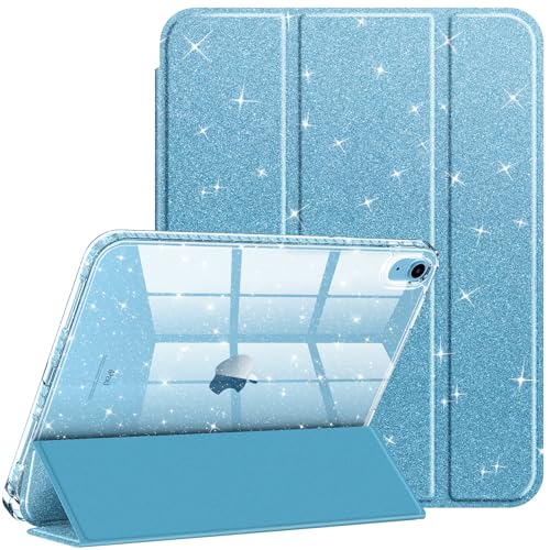 Fintie Slim Case for iPad (A16) 11th Generation 11 Inch (2025), iPad 10th Generation 10.9 Inch (2022) - Glittering Sparkly Shockproof Cover with Shiny Clear Back Shell & Pencil Holder, Blue - Image 1