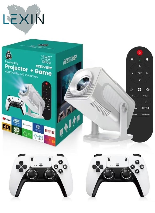 LEXIN - HCS350 Smart Portable Projector HD 1080P - Support 4K WiFi6 BT 5.4 Android 12 - Support 130 Inches - Auto Keystone Correction - Compatible With Android/iOS/TV Box/HDMI/USB/PS4/PS5 Game controller - Image 1