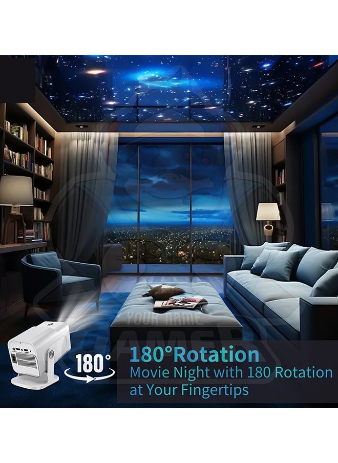 LEXIN - HCS350 Smart Portable Projector HD 1080P - Support 4K WiFi6 BT 5.4 Android 12 - Support 130 Inches - Auto Keystone Correction - Compatible With Android/iOS/TV Box/HDMI/USB/PS4/PS5 Game controller - Image 1