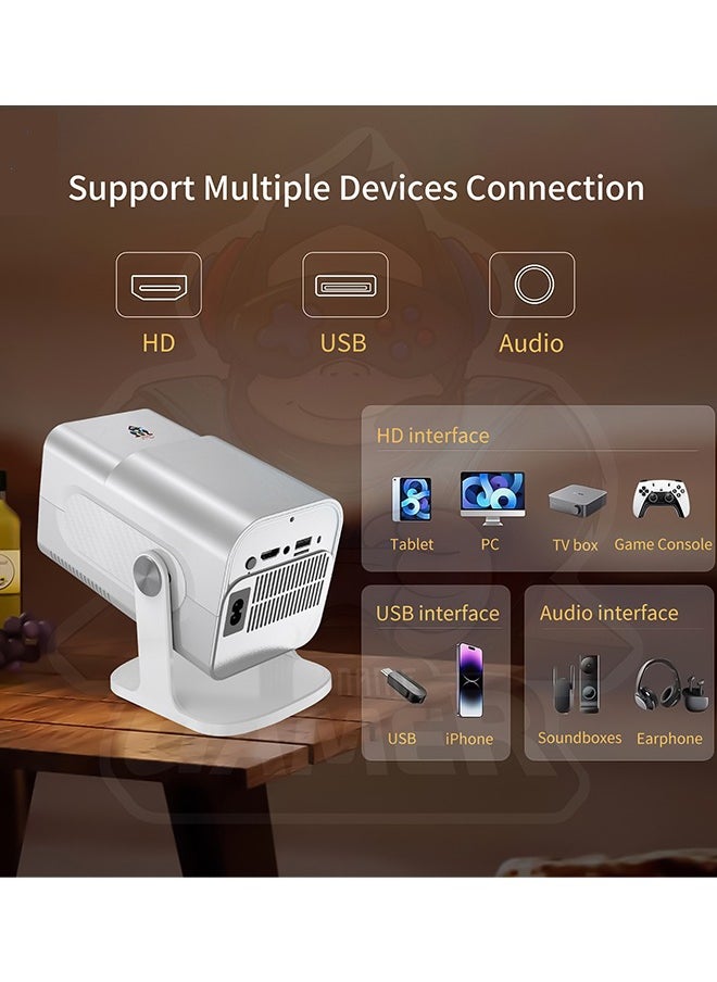 LEXIN - HCS350 Smart Portable Projector HD 1080P - Support 4K WiFi6 BT 5.4 Android 12 - Support 130 Inches - Auto Keystone Correction - Compatible With Android/iOS/TV Box/HDMI/USB/PS4/PS5 Game controller - Image 1