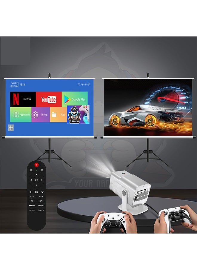 LEXIN - HCS350 Smart Portable Projector HD 1080P - Support 4K WiFi6 BT 5.4 Android 12 - Support 130 Inches - Auto Keystone Correction - Compatible With Android/iOS/TV Box/HDMI/USB/PS4/PS5 Game controller - Image 1
