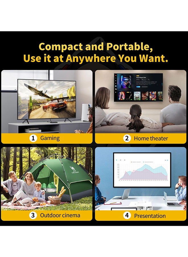 LEXIN - HCS350 Smart Portable Projector HD 1080P - Support 4K WiFi6 BT 5.4 Android 12 - Support 130 Inches - Auto Keystone Correction - Compatible With Android/iOS/TV Box/HDMI/USB/PS4/PS5 Game controller - Image 1