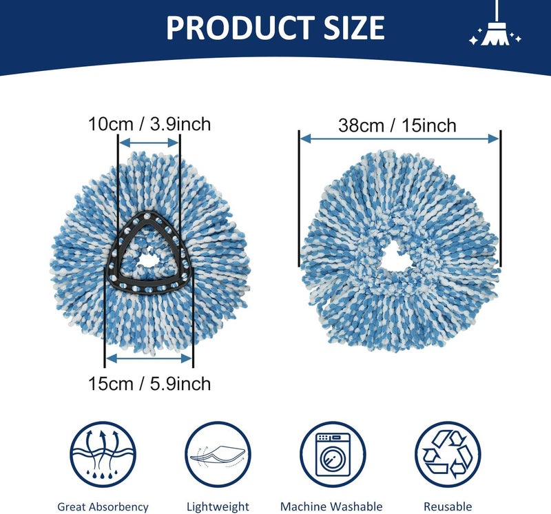 GFRED 2 Pack Mop Head Replacement Compatiable with Ocedar EasyWring,Mop Refill Replace Head for EasyWring Spin Mop 1 Tank systerm - Microfiber, Easy to Replace,Deep Floor Cleaning and Machine Washable - Image 4