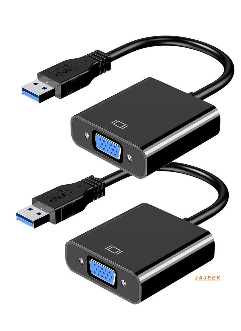 JAJEEK USB to VGA Cable Converter, 1080P VGA to USB 3.0/2.0 Adapter, Multi-Screen Video Converter for Laptop, Desktop to Monitor, Projector, TV (Not Support Chromebook) - Image 1