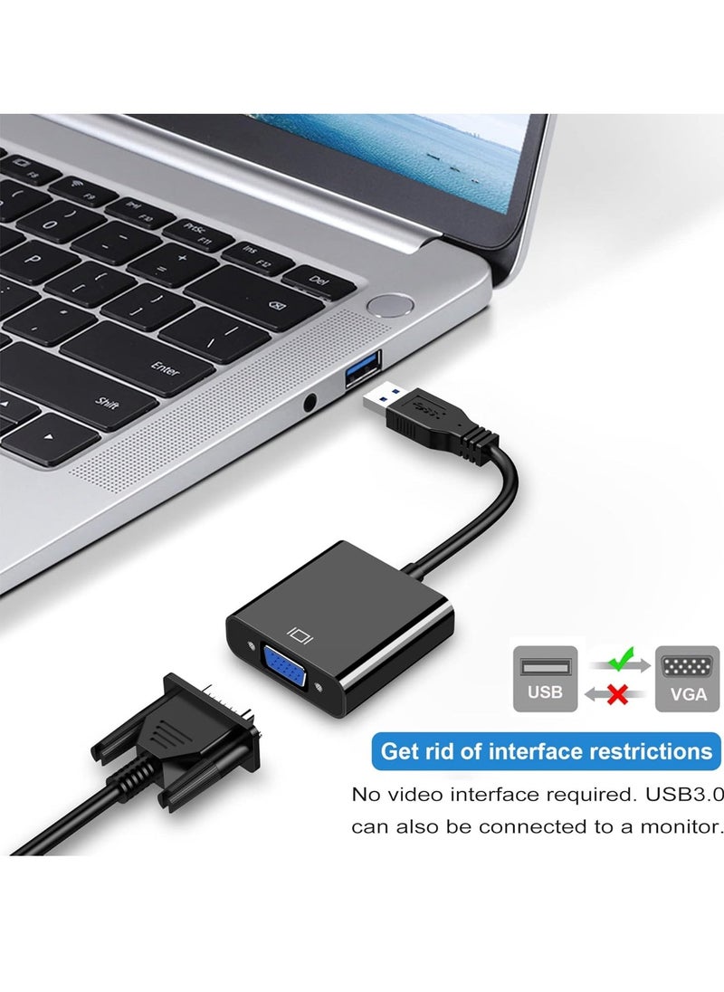 JAJEEK USB to VGA Cable Converter, 1080P VGA to USB 3.0/2.0 Adapter, Multi-Screen Video Converter for Laptop, Desktop to Monitor, Projector, TV (Not Support Chromebook) - Image 2