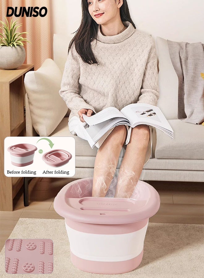 DUNISO Collapsible Foot Bath Basin with Lid, Portable Foot Soak Tub with Foot Massager, Folding Foot Tub for Soaking Feet, for Travel, Camping Washing - Image 1