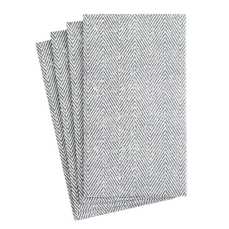 Caspari Jute Paper Linen Guest Towel Napkins in Charcoal  Two Packs of 12