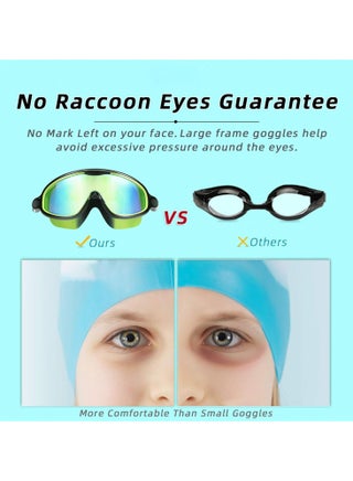 Kids Swim Goggles 2 Pack Anti-Fog Anti-UV Wide View Swimming Goggles Pool Goggles for Kids 3-15 - view 4