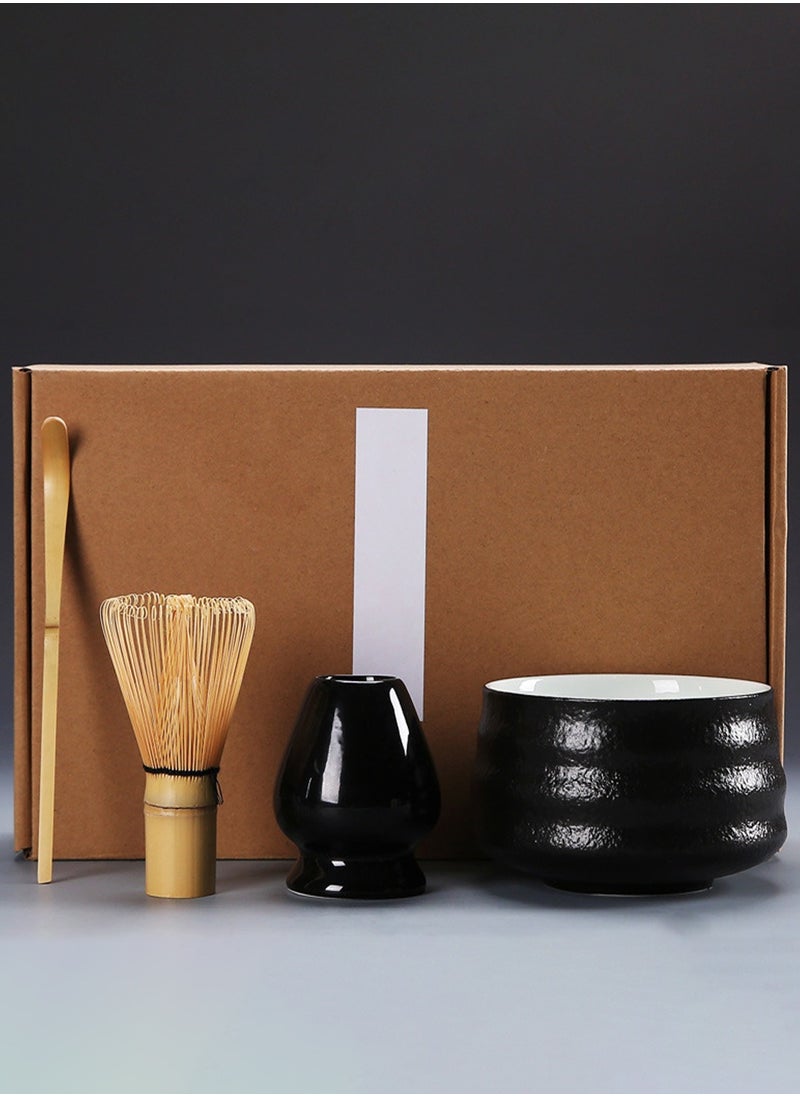 Arabest Matcha Whisk Set, 4 pack Matcha Set with Ceramic Bowl, Prong Bamboo Whisk, Whisk Holder and Traditional Scoop, Matcha Stirrer Set for a Traditional Cup of Matcha (Black)  - Image 1