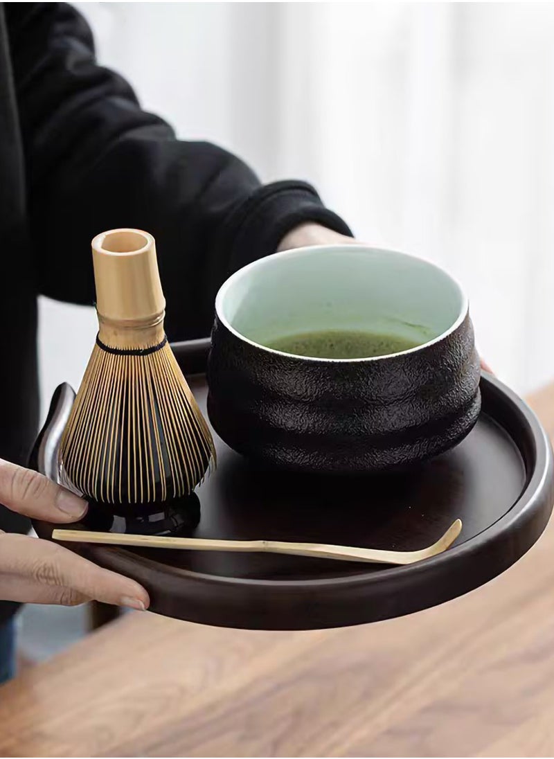 Arabest Matcha Whisk Set, 4 pack Matcha Set with Ceramic Bowl, Prong Bamboo Whisk, Whisk Holder and Traditional Scoop, Matcha Stirrer Set for a Traditional Cup of Matcha (Black)  - Image 2