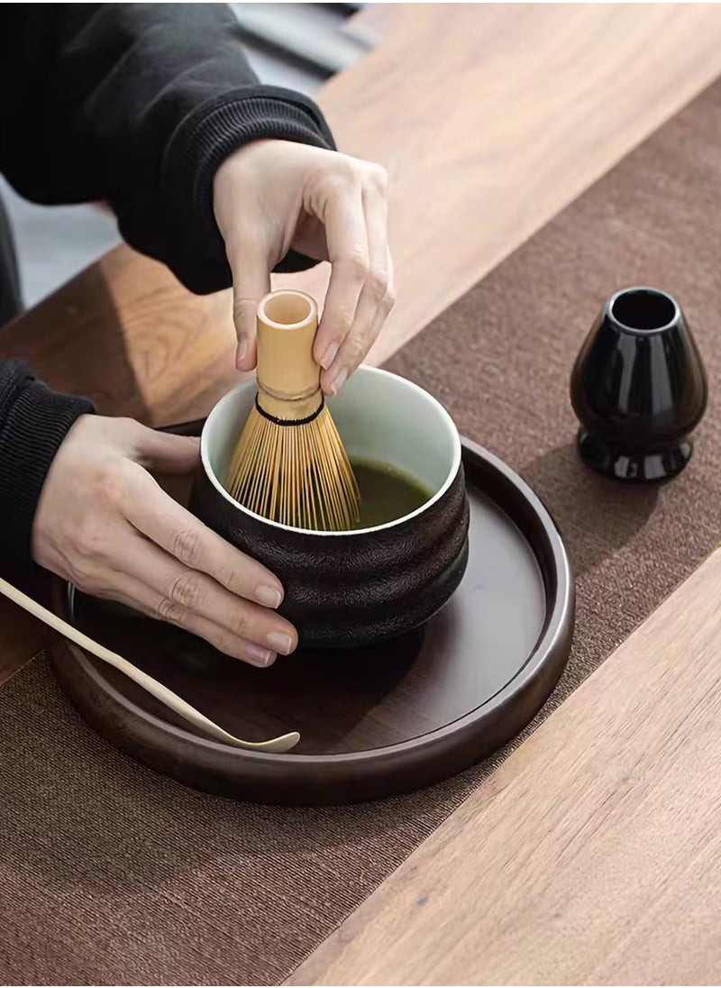 Arabest Matcha Whisk Set, 4 pack Matcha Set with Ceramic Bowl, Prong Bamboo Whisk, Whisk Holder and Traditional Scoop, Matcha Stirrer Set for a Traditional Cup of Matcha (Black)  - Image 3