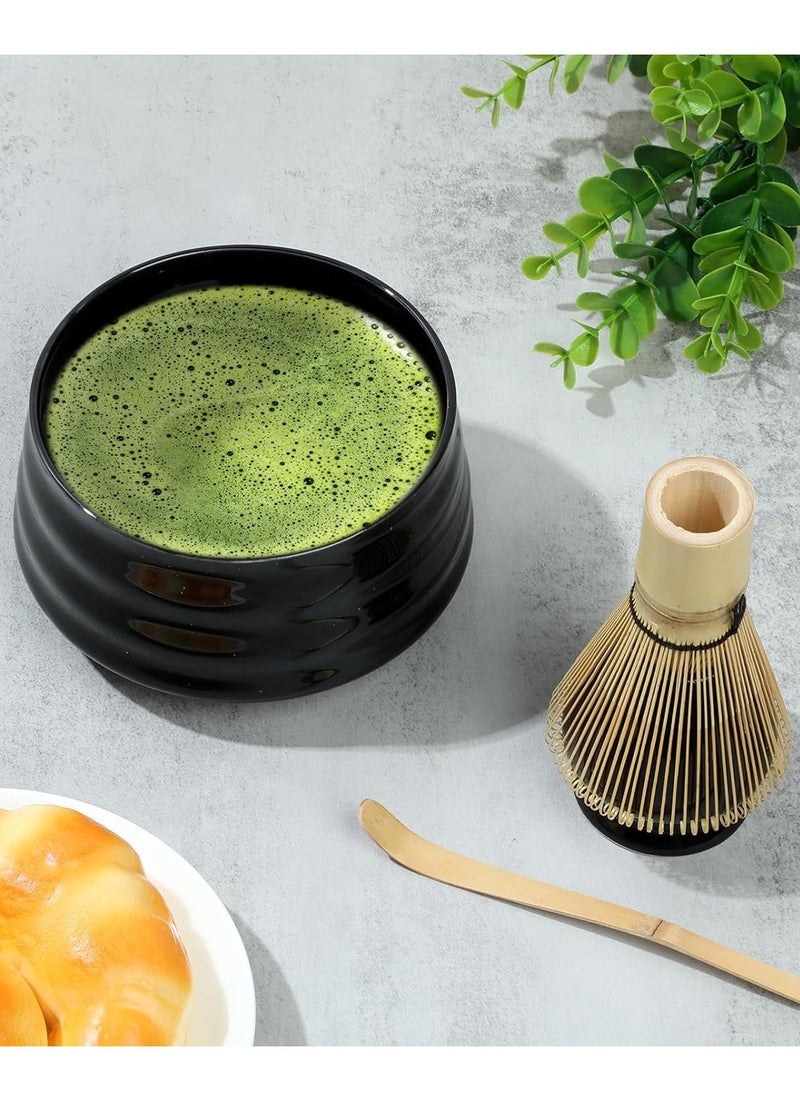 Arabest Matcha Whisk Set, 4 pack Matcha Set with Ceramic Bowl, Prong Bamboo Whisk, Whisk Holder and Traditional Scoop, Matcha Stirrer Set for a Traditional Cup of Matcha (Black)  - Image 5