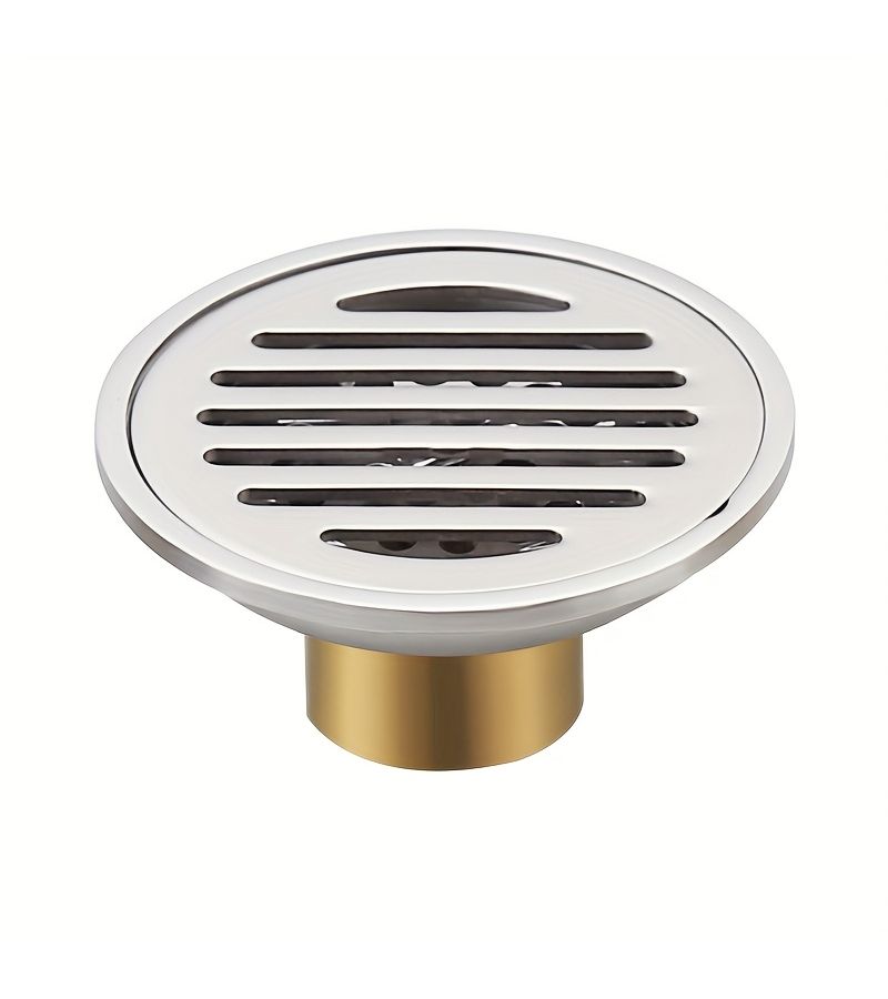Silvery Stainless Steel Round Shower Floor Drain With Anti Odor Brass Core Mesh - Image 1