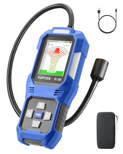 TOPTES RT-389 Rechargeable Refrigerant Leak Detector, HVAC Freon Leak Detector with 3 Sensitivity Modes & 3 Alarm Types, Air Conditioning Detection for CFCs, HCFCs, HFCs, HFOs, HCs - Blue - Image 1