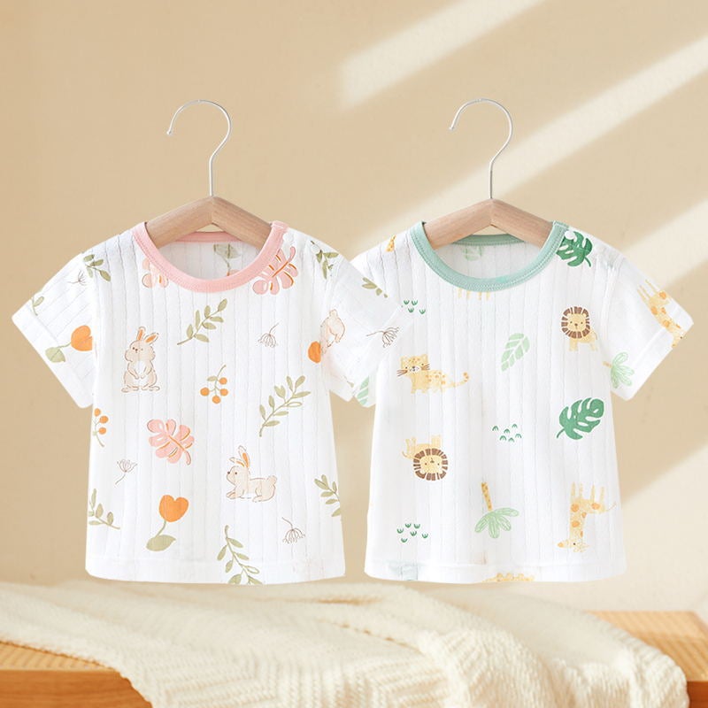 Newborn Baby Short-sleeved T-shirt for Boys and Girls Baby Summer Thin Single-piece Top Children''s Cotton Cartoon Summer Clothes - Image 3
