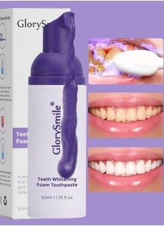 GlorySmile 50ml v34 Colour Correcting Toothpaste Foam Teeth Whitening Purple Serum Purple Toothpaste for Yellow Teeth Remove Tea Coffee Wine Smoking Stains Oral Care Teeth Whitening Foam Gel  - Image 1