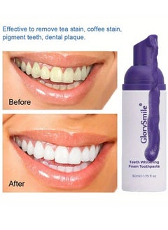 GlorySmile 50ml v34 Colour Correcting Toothpaste Foam Teeth Whitening Purple Serum Purple Toothpaste for Yellow Teeth Remove Tea Coffee Wine Smoking Stains Oral Care Teeth Whitening Foam Gel  - Image 2
