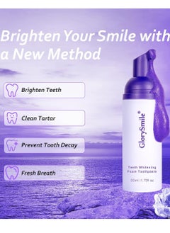 GlorySmile 50ml v34 Colour Correcting Toothpaste Foam Teeth Whitening Purple Serum Purple Toothpaste for Yellow Teeth Remove Tea Coffee Wine Smoking Stains Oral Care Teeth Whitening Foam Gel  - Image 3