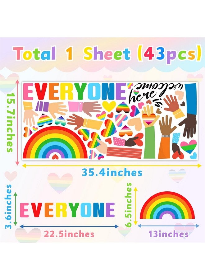 THEYGE Kids Equality Wall Stickers Inspirational Quotes Wall Decals Colorful Classroom Wall Decor Rainbow Heart Hands Decorations Everyone is Welcome Here Decals for School Playroom Decor - Image 4