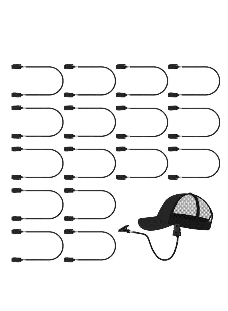Generic 16 Pcs Adjustable Windy Hat Strap Clips, Anti-Lost Hat Keeper with Cord Locks for Sports, Fishing, Boating, and Travel - Black Cap Retainers for Men. - Image 1